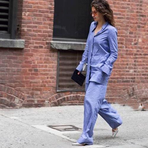 睡衣风街拍 睡衣风衬衫搭配