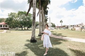 一字肩连衣裙图片 夏季一字肩连衣裙