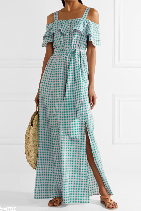 一字肩连衣裙图片 夏季一字肩连衣裙