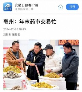 ​《安徽日报》：亳州年末药市交易忙