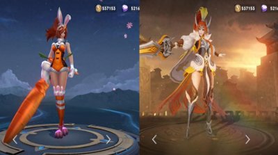 ​王者荣耀 花木兰冠军飞将vs兔女郎 看看他们之间的特效差距有多大