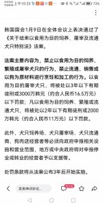 ​韩国国会通过禁止食用狗肉法案，引起人们强烈反响